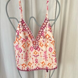 Commense Pink and Orange sequined adjustable Patterned tassels Camisole xl nwt